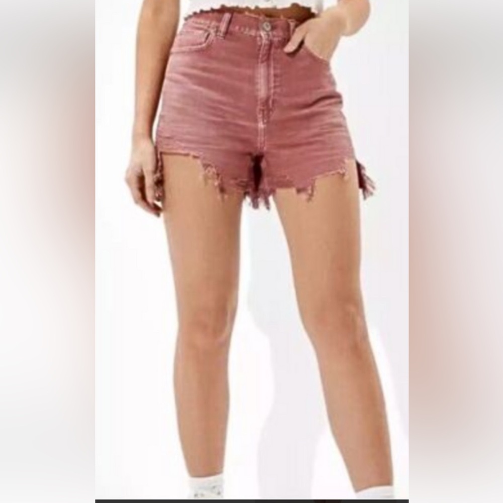 American Eagle cinnamon color size 4 high waisted distressed hem